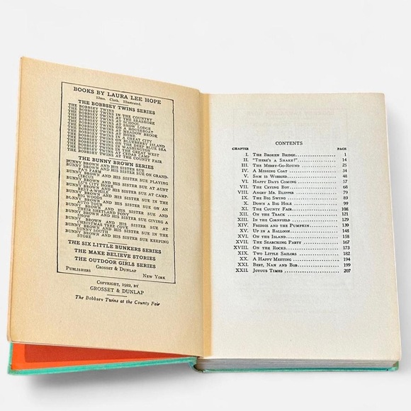 Antique book 1922 Bobbsey Twins at the County Fair by Laura Lee Hope in Green - Picture 5 of 8